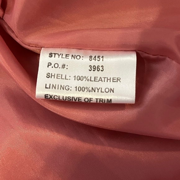 Margaret Godfrey 100% Leather Suede Ruffle Duster Jacket Mauve Pink Womens 10P - Picture 8 of 9